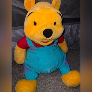 Winnie the Pooh Plush Large 28" Talking Stuffed Animal Disney Green Overalls